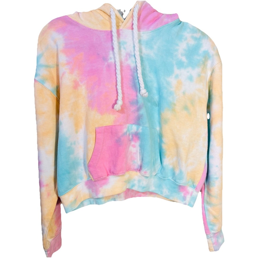 Exist Tie Dye‎ Cropped Oversized Hoodie Pink Surfer Beach Y2K Size S